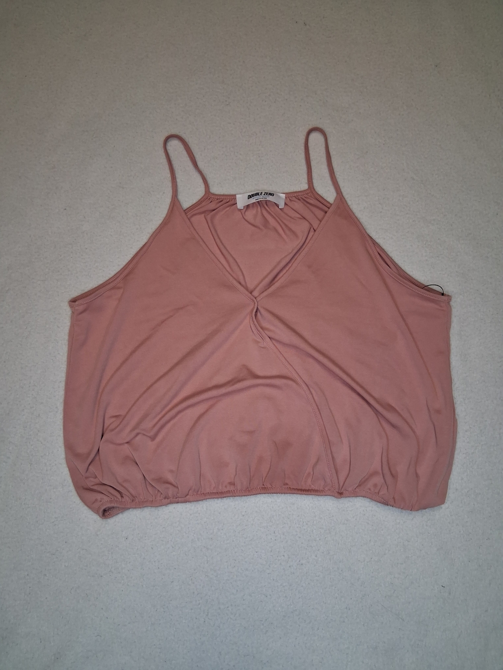 Double Zero Dusty Rose Twist-Front Cropped Cami